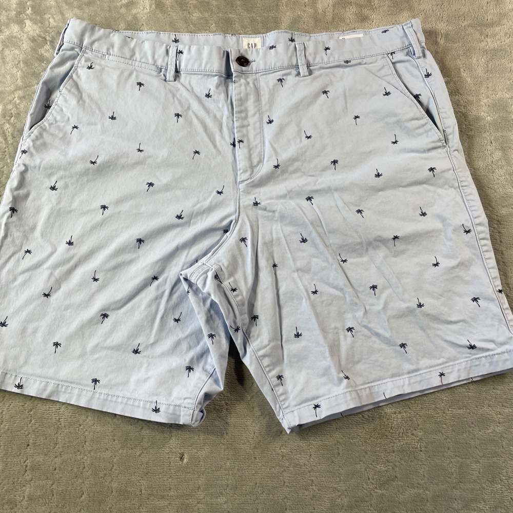 GAP Chino Shorts Mens 40 Blue Palm Tree Essential 10" Resort Beach Preppy‎